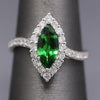Stunning Marquise Tsavorite Garnet and Diamond Ring in Platinum 950