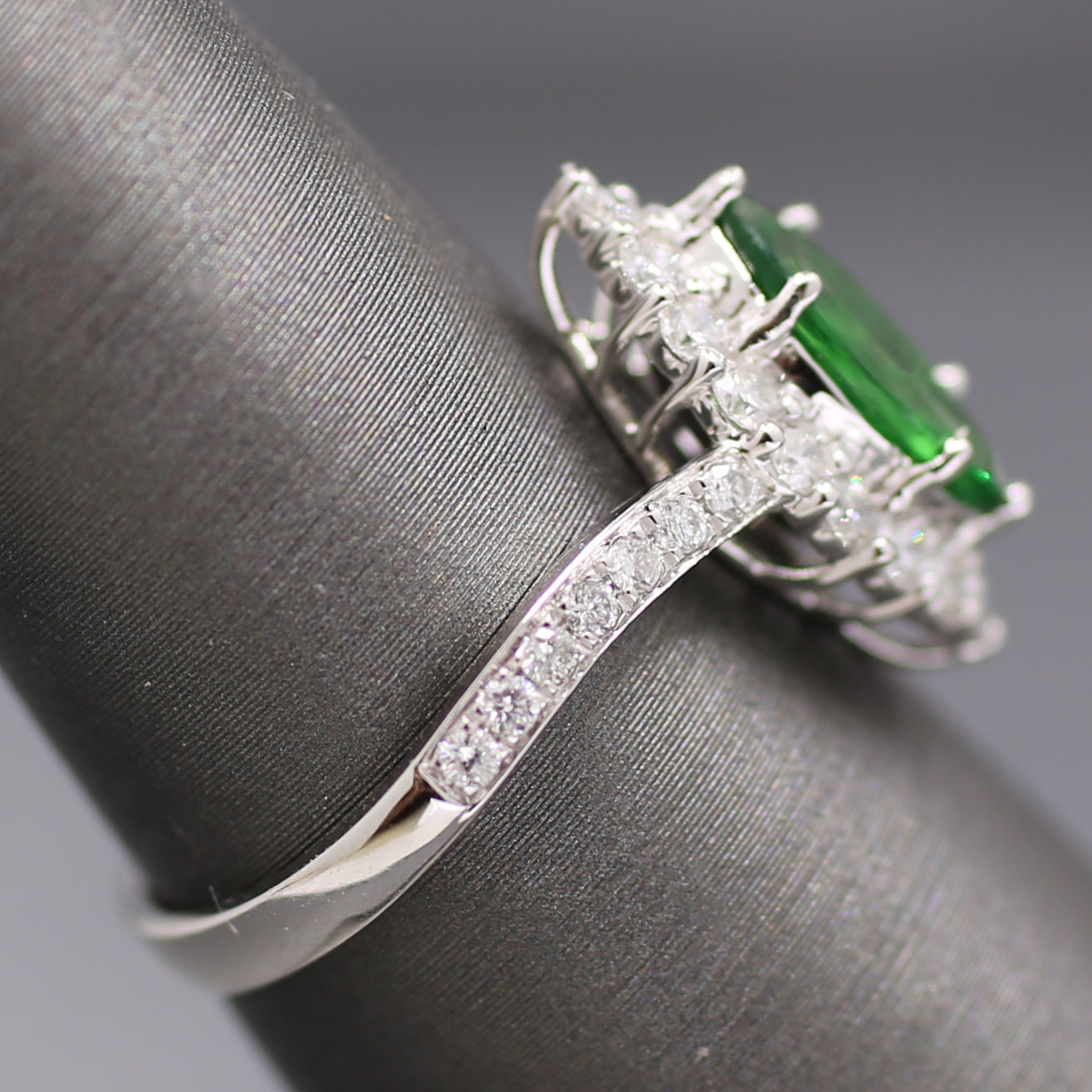 Stunning Marquise Tsavorite Garnet and Diamond Ring in Platinum 950
