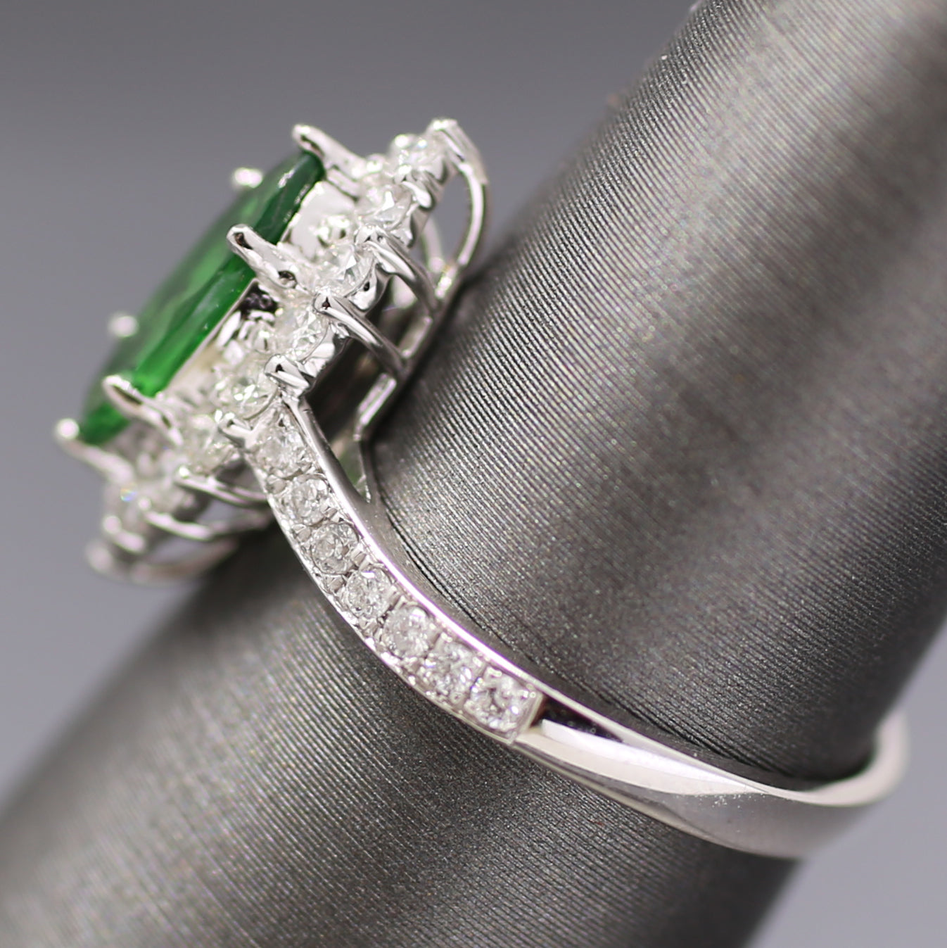 Stunning Marquise Tsavorite Garnet and Diamond Ring in Platinum 950
