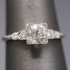 Art Deco Old European Cut Diamond Low Profile Engagement Ring in Platinum