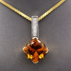 Precision Cut Citrine & Princess Cut Diamond Pendant Necklace in Platinum and 18k