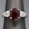 GIA Certified Natural Ruby and Pear Cut Diamond Ring in Platinum