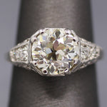 Art Deco GIA Certified 2.53ct Old European Cut Diamond Ring in Platinum