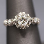 Antique Old European Cut Diamond Engagement Ring in Platinum