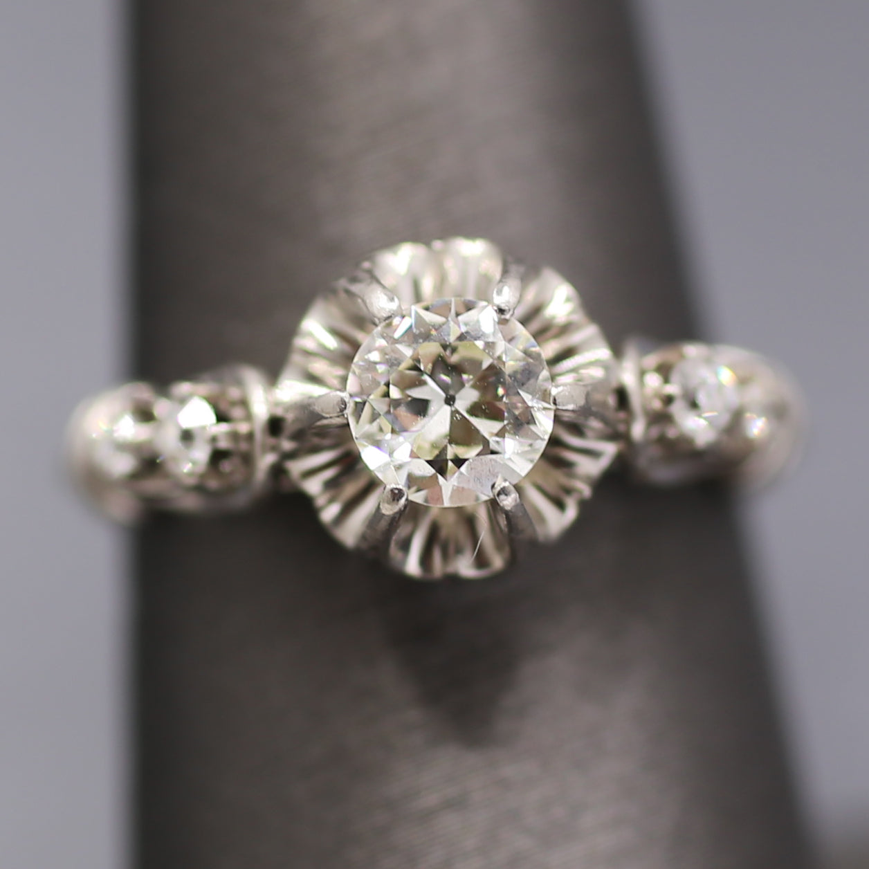 Antique Old European Cut Diamond Engagement Ring in Platinum