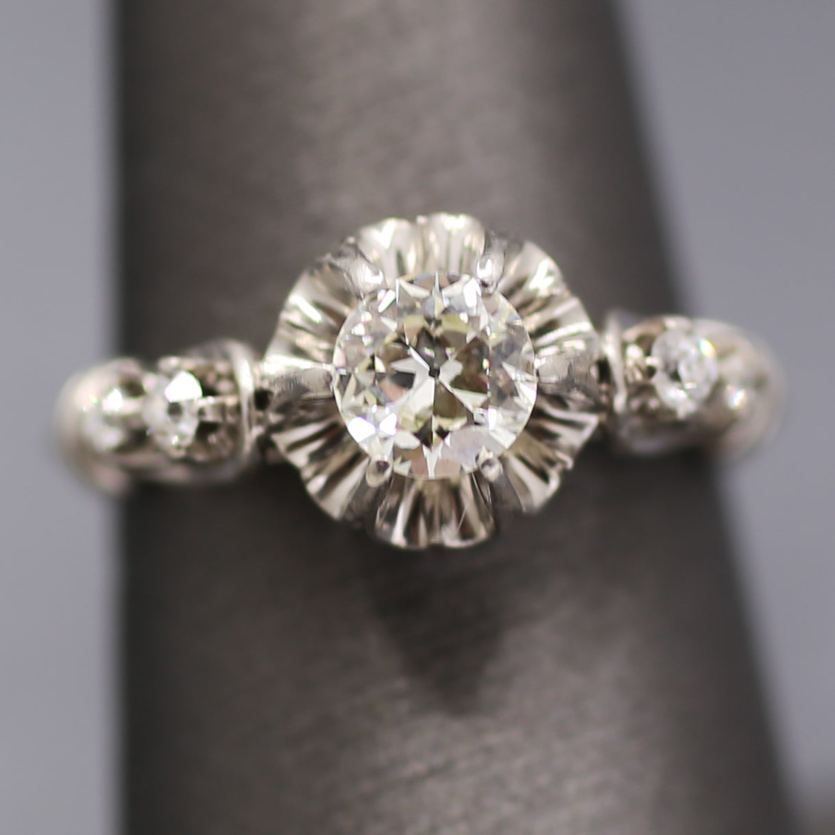 Antique Old European Cut Diamond Engagement Ring in Platinum