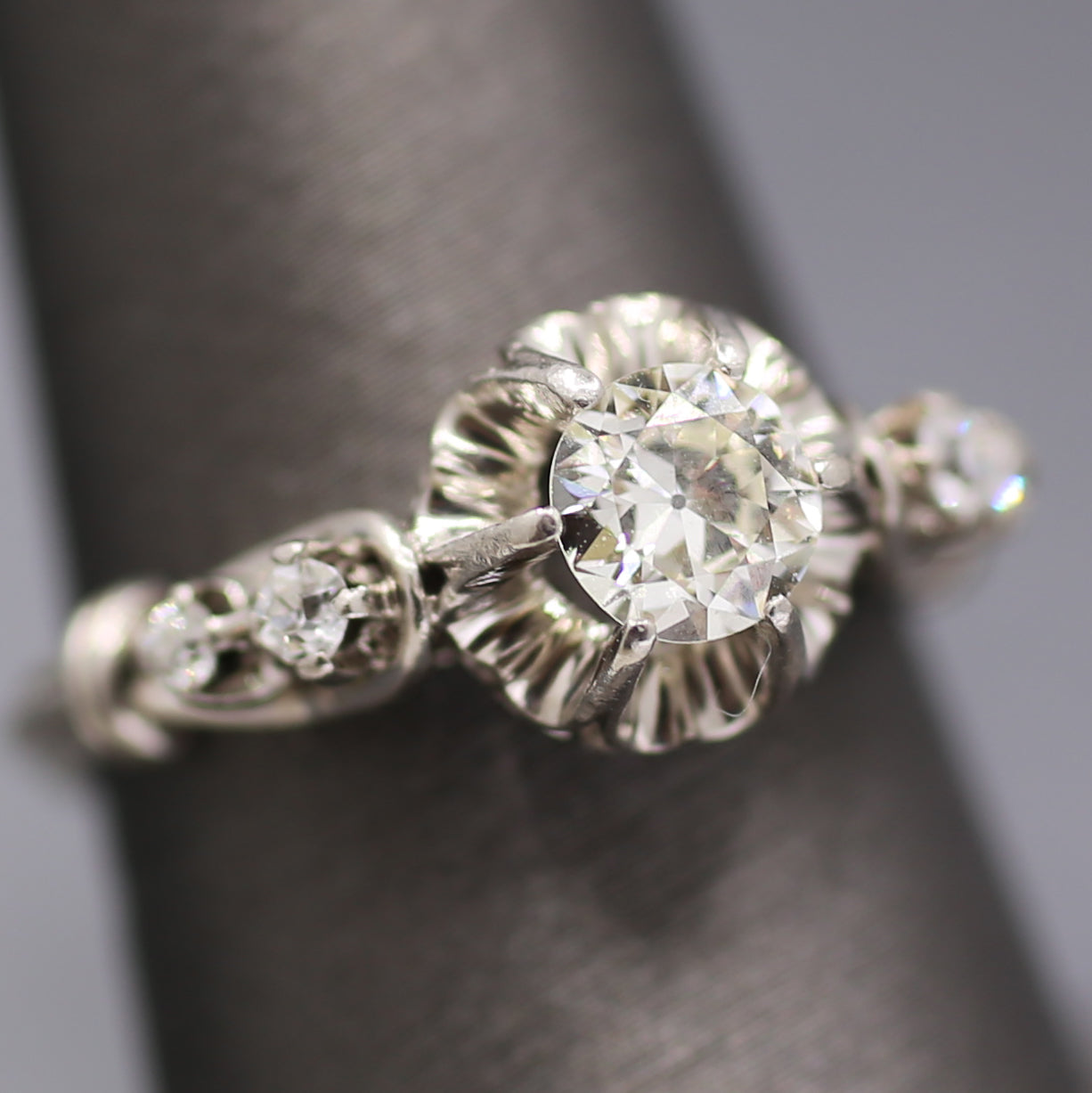 Antique Old European Cut Diamond Engagement Ring in Platinum
