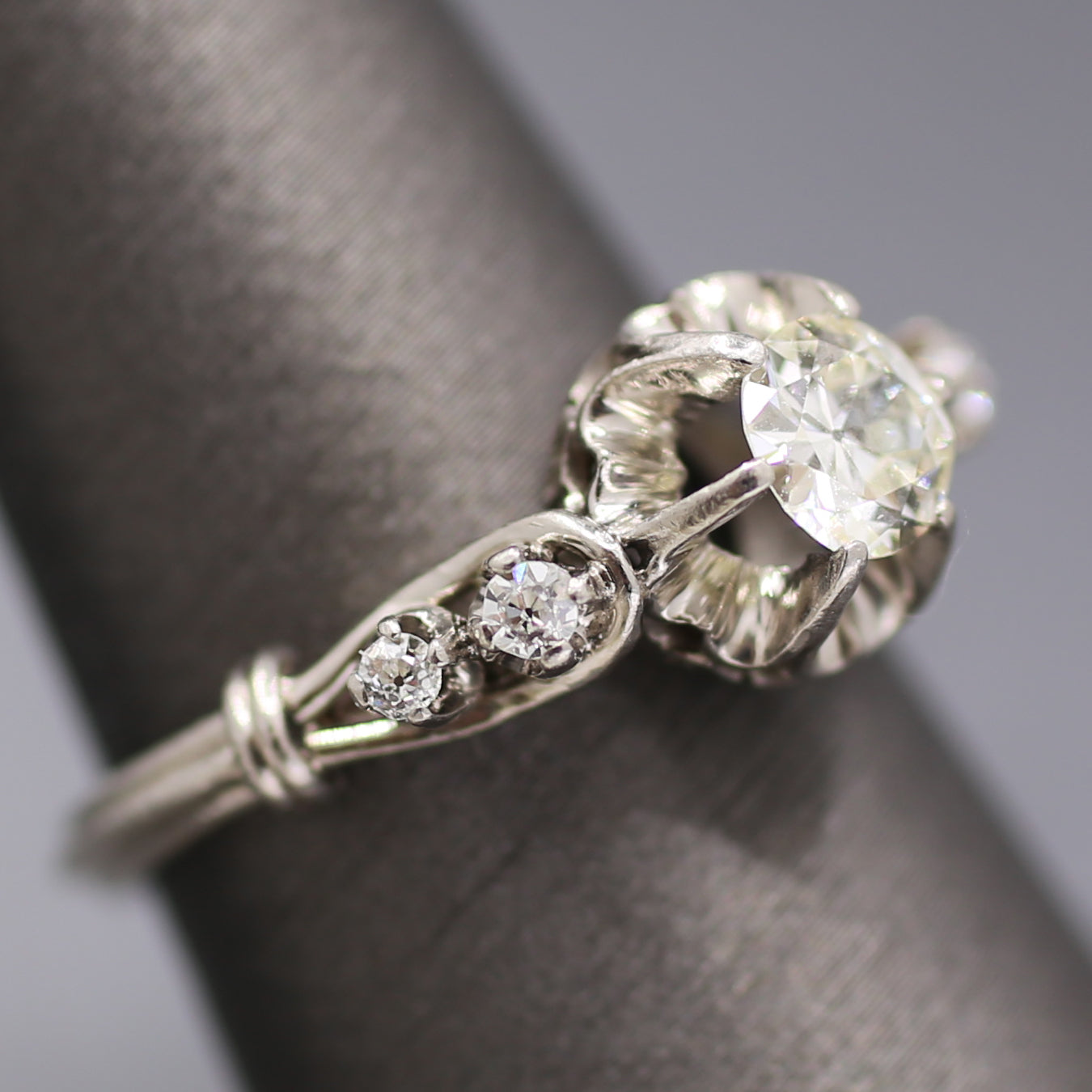 Antique Old European Cut Diamond Engagement Ring in Platinum