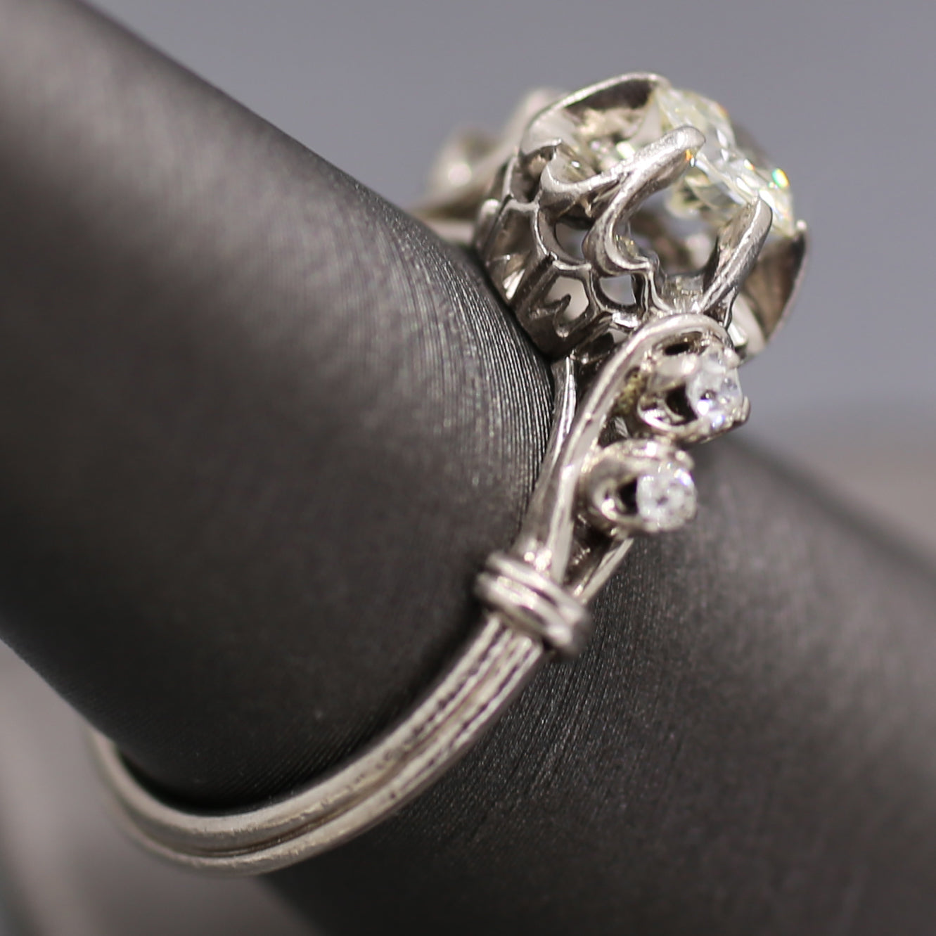 Antique Old European Cut Diamond Engagement Ring in Platinum