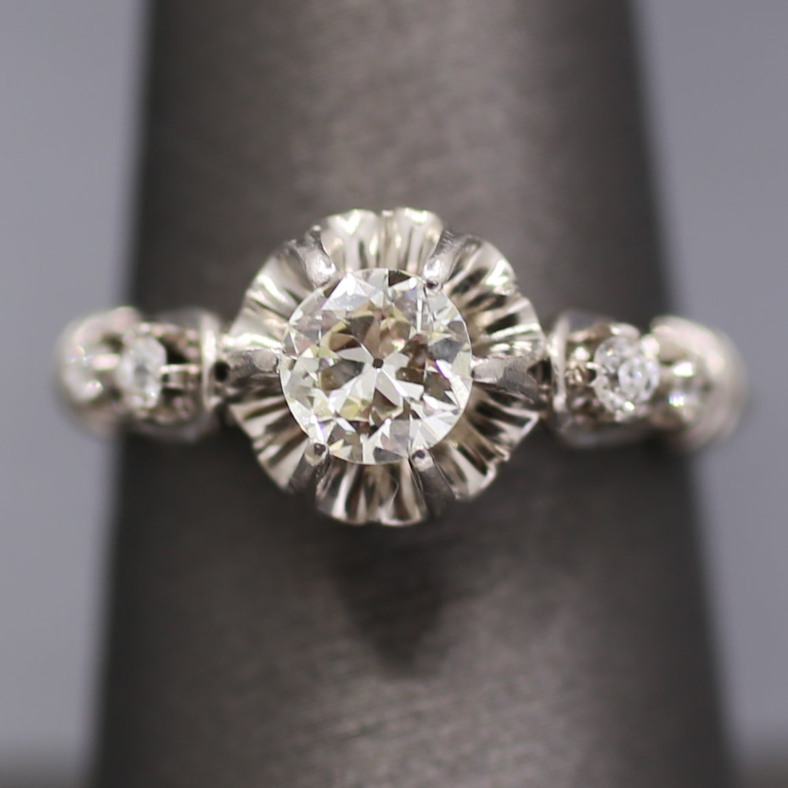 Antique Old European Cut Diamond Engagement Ring in Platinum