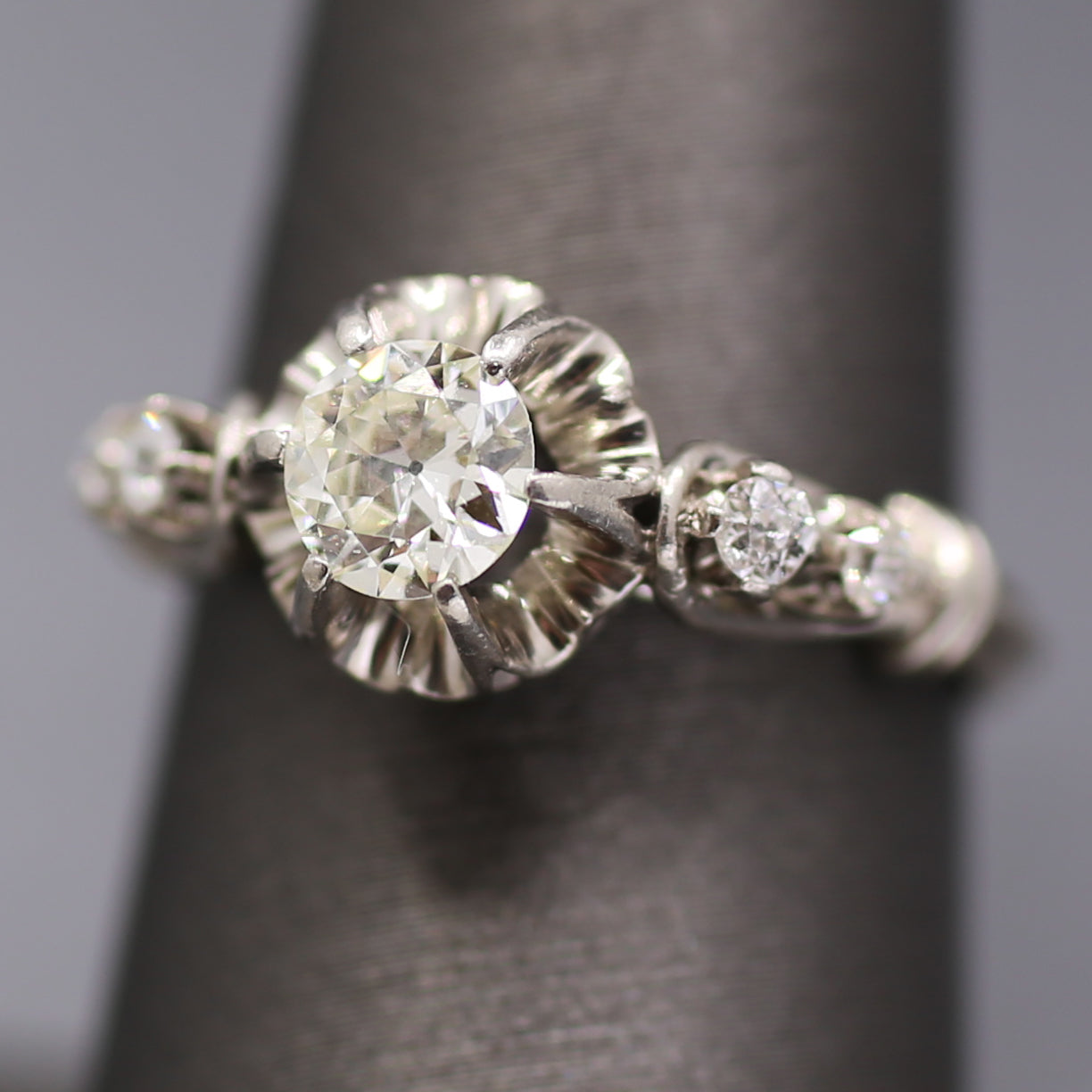 Antique Old European Cut Diamond Engagement Ring in Platinum