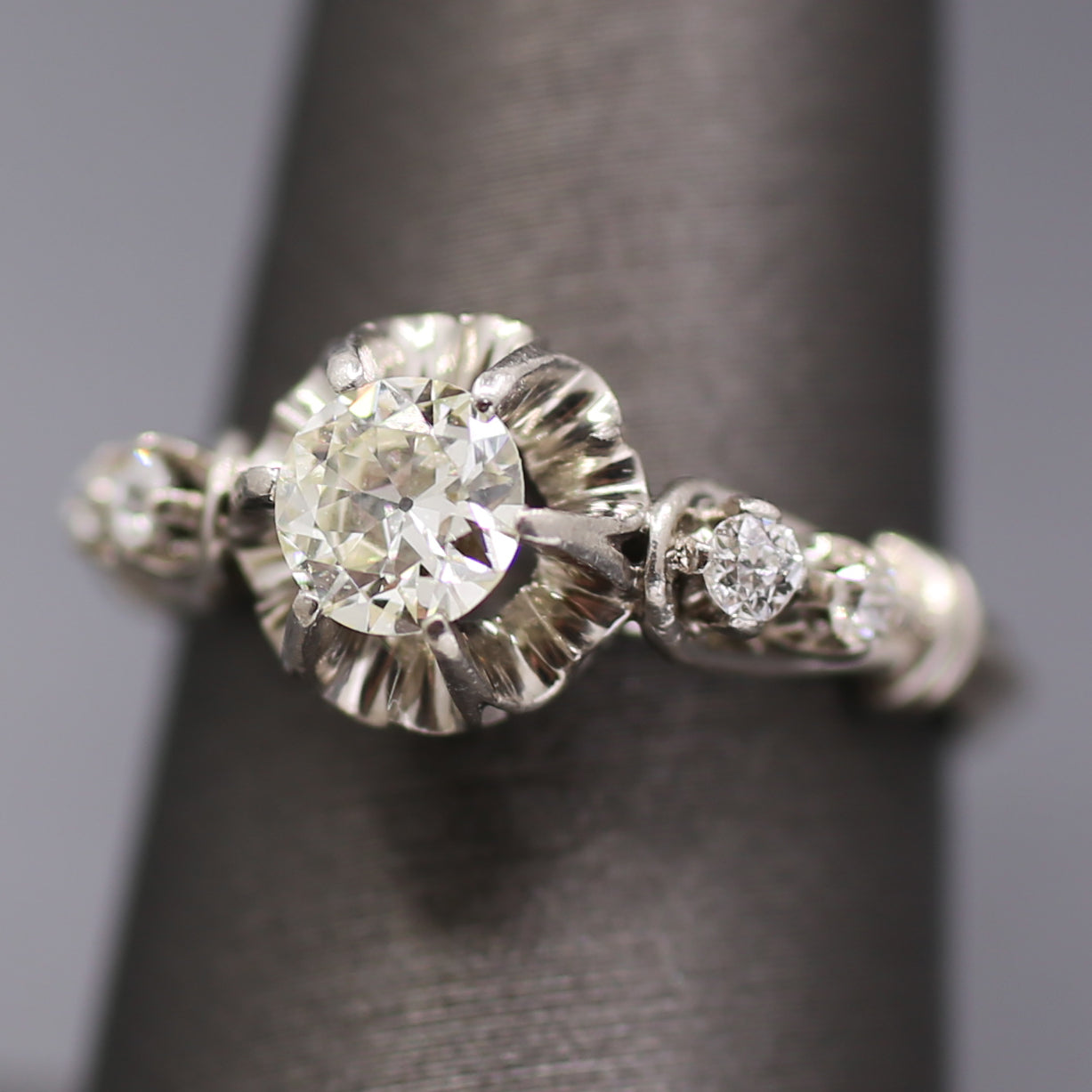 Antique Old European Cut Diamond Engagement Ring in Platinum