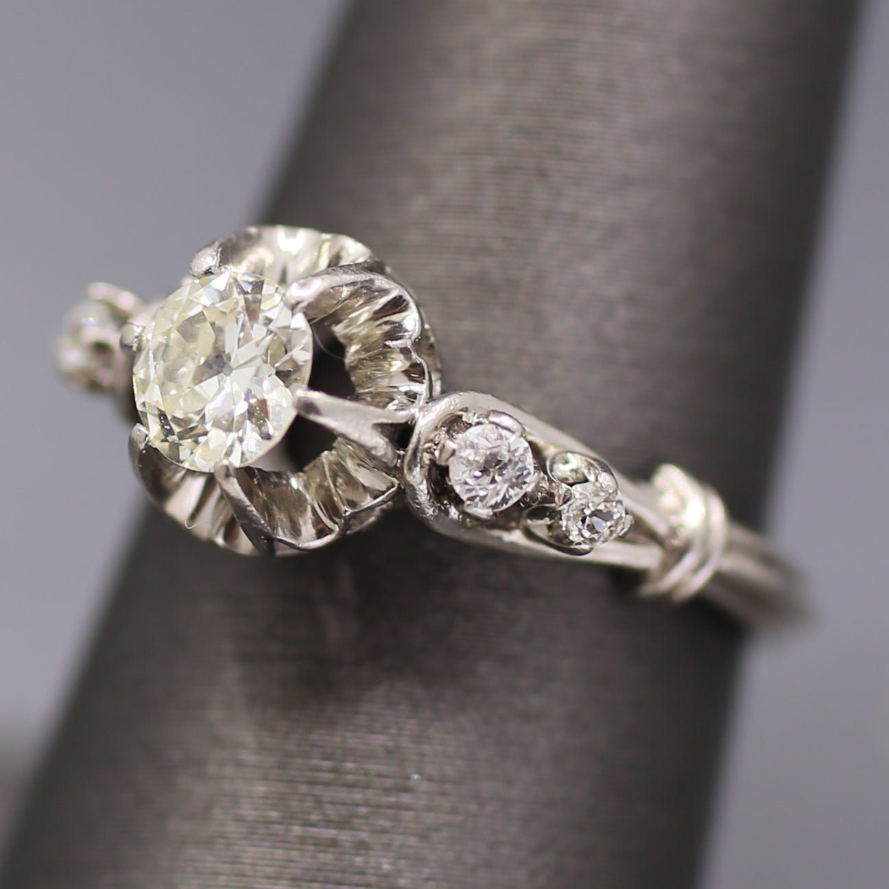 Antique Old European Cut Diamond Engagement Ring in Platinum