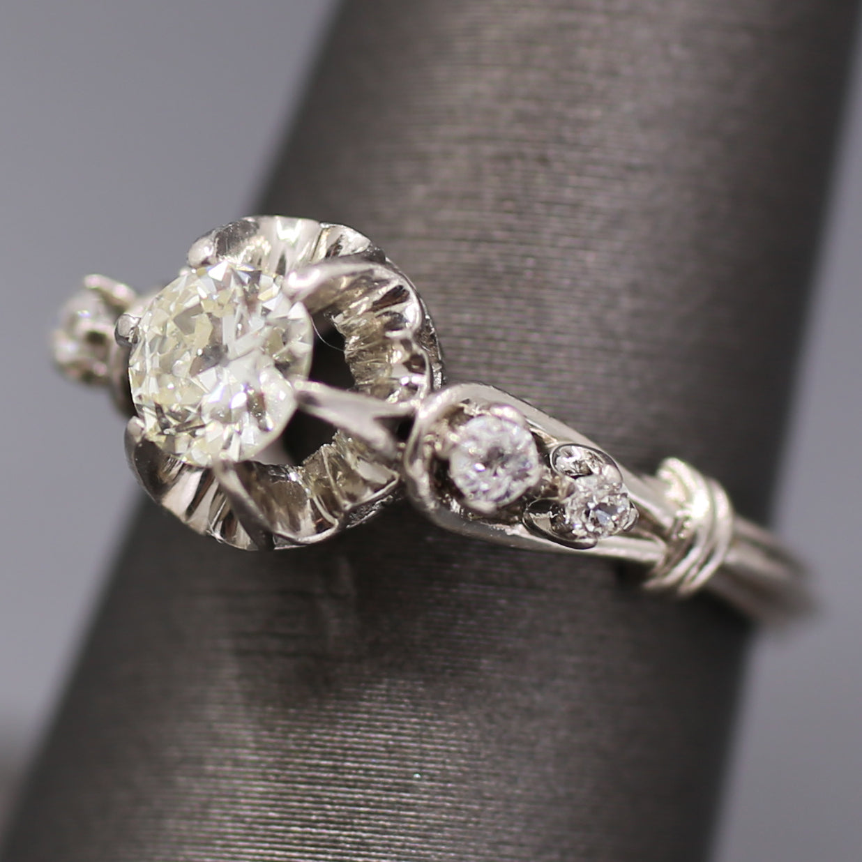 Antique Old European Cut Diamond Engagement Ring in Platinum