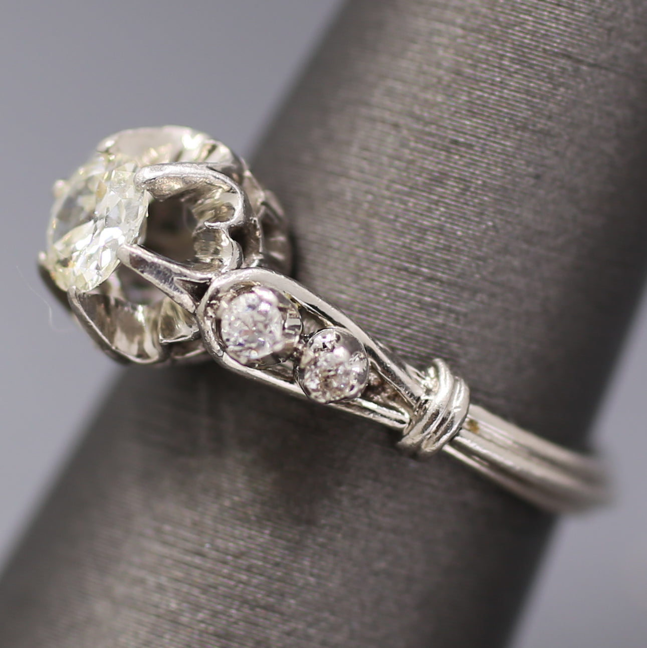 Antique Old European Cut Diamond Engagement Ring in Platinum