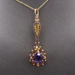 Antique Victorian Amethyst Architectural Pendant in 10k Rose and Yellow Gold