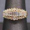 Vintage Baguette Cut and Round Diamond Graduated Band Ring in 14k Yellow Gold