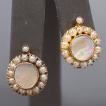 Victorian Golden Mother of Pearl and Seed Pearl Earrings in 12k Rosy Gold