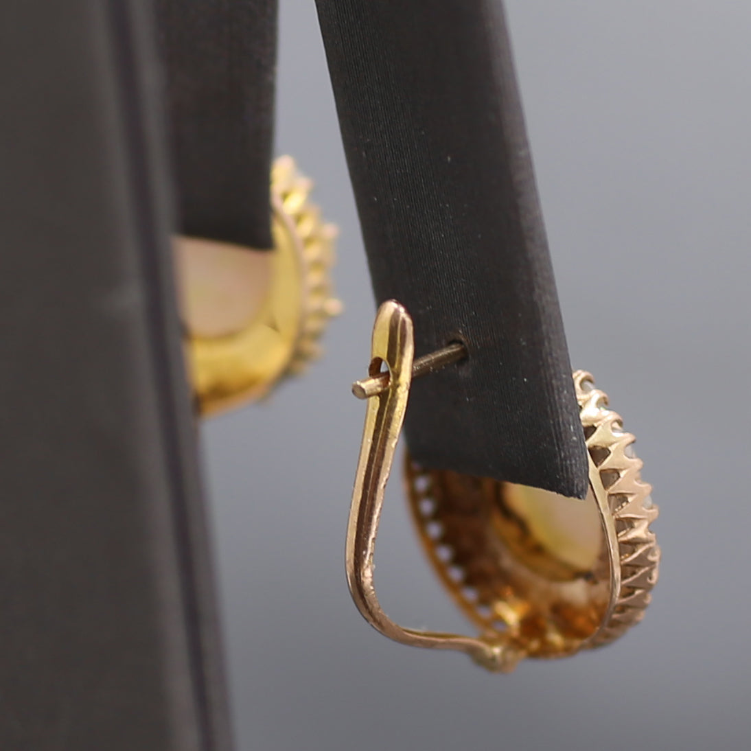 Victorian Golden Mother of Pearl and Seed Pearl Earrings in 12k Rosy Gold