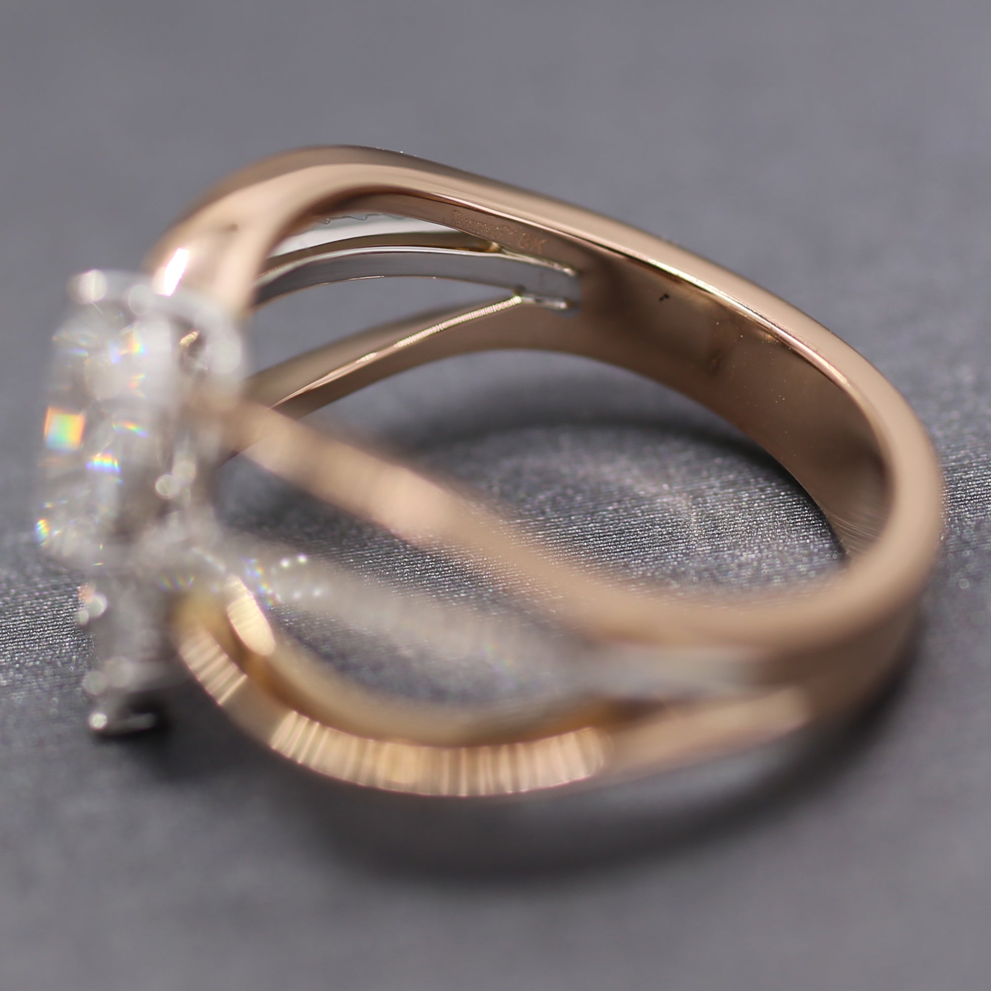Gorgeous Simon G GIA Certified Pear Cut Diamond Band Ring in 18k Rose Gold