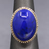 Victorian Lovely Lapis Cabochon Bezel Set Ring in 14k Yellow Gold