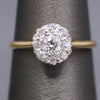 Edwardian Old European Cut Diamond Cluster Ring in Platinum and 14k Yellow Gold