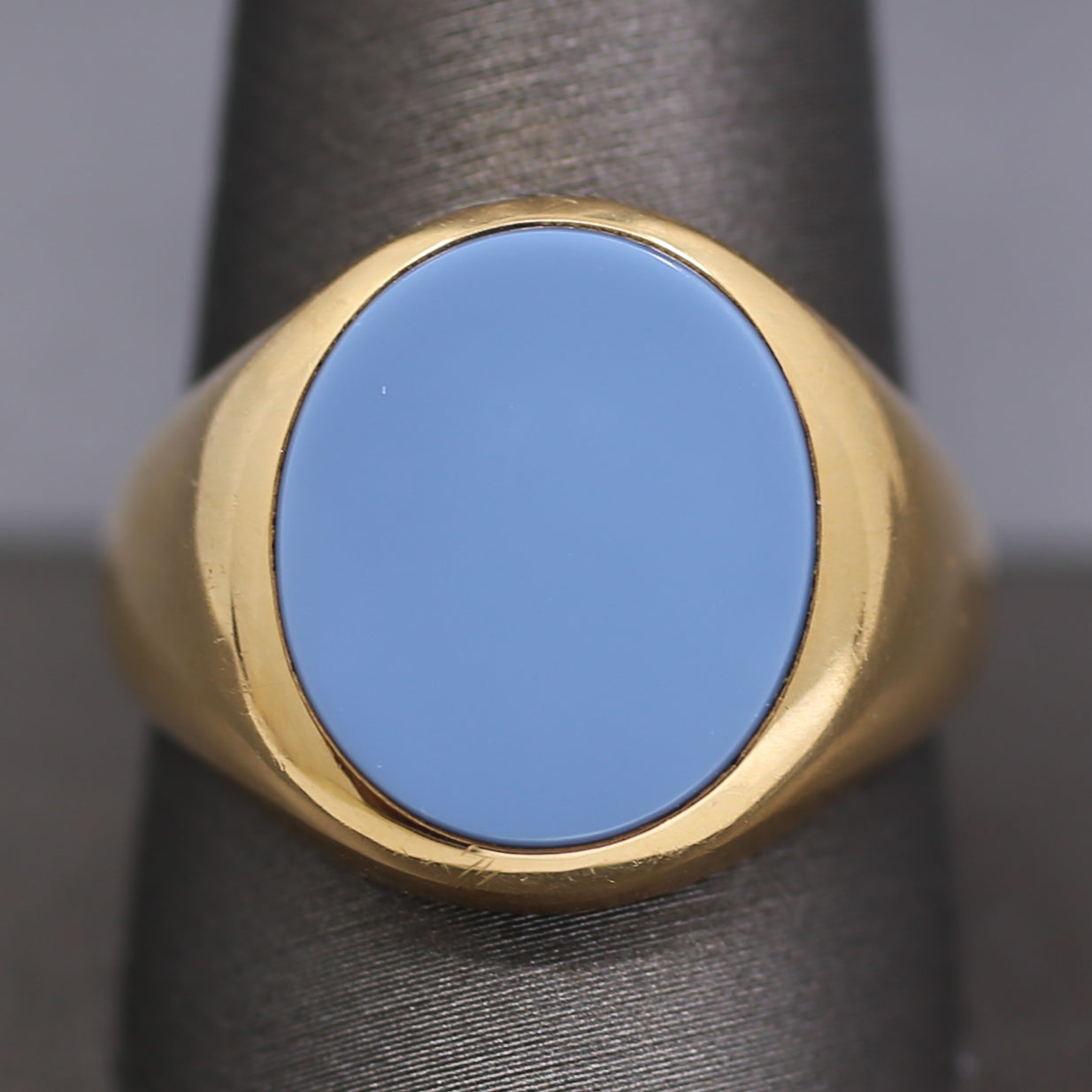 Men's Blank Onyx Signet Ring in 14k Yellow Gold