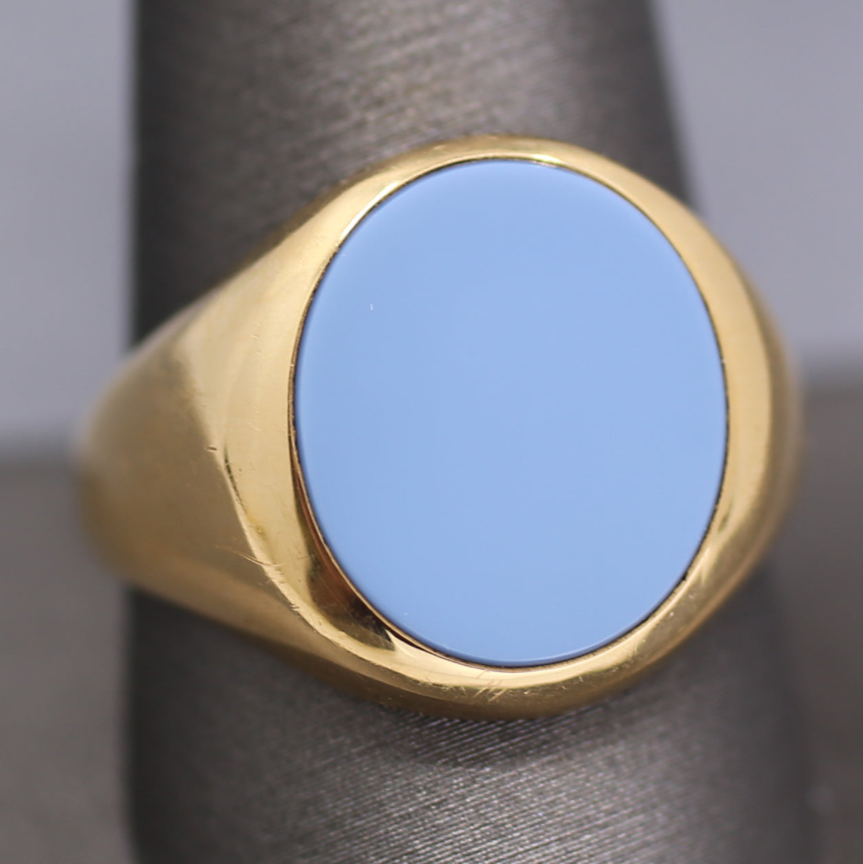 Men's Blank Onyx Signet Ring in 14k Yellow Gold