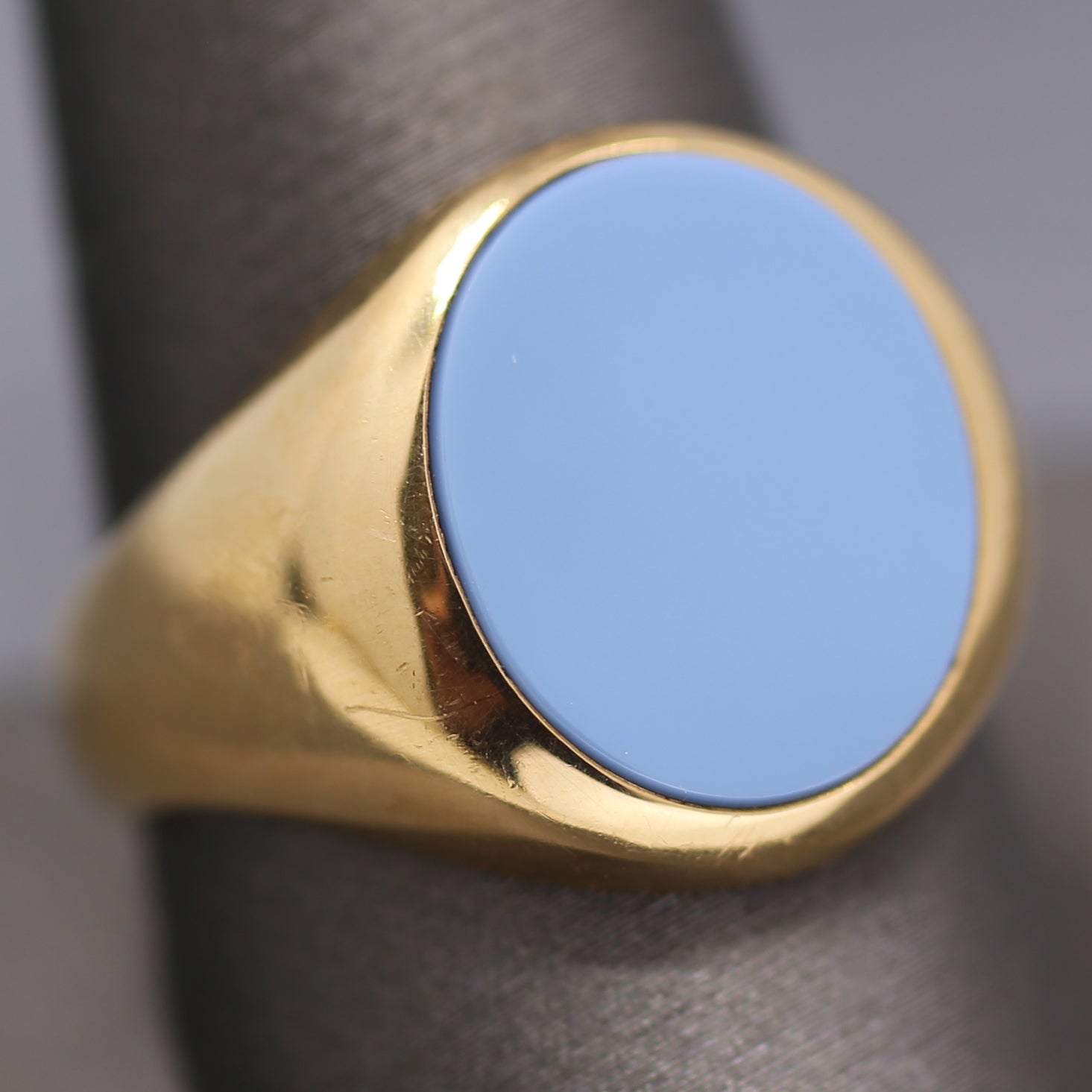 Men's Blank Onyx Signet Ring in 14k Yellow Gold
