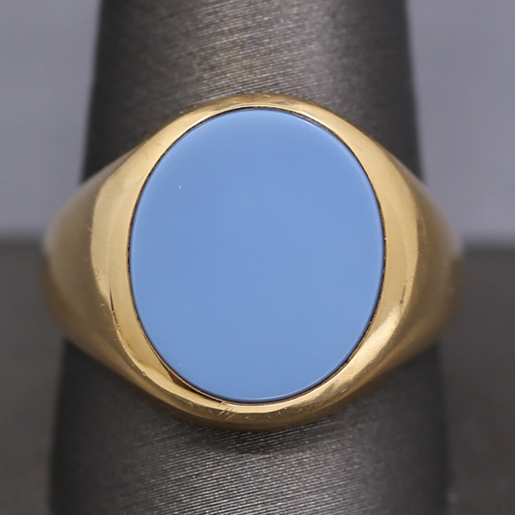 Men's Blank Onyx Signet Ring in 14k Yellow Gold