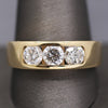Sleek Men's Three Stone Diamond Channel Set Band Ring in 14k Yellow Gold