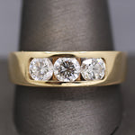 Sleek Men's Three Stone Diamond Channel Set Band Ring in 14k Yellow Gold