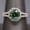 Exquisite Mint Green Tourmaline and Diamond Split Shank Ring in 14k White Gold
