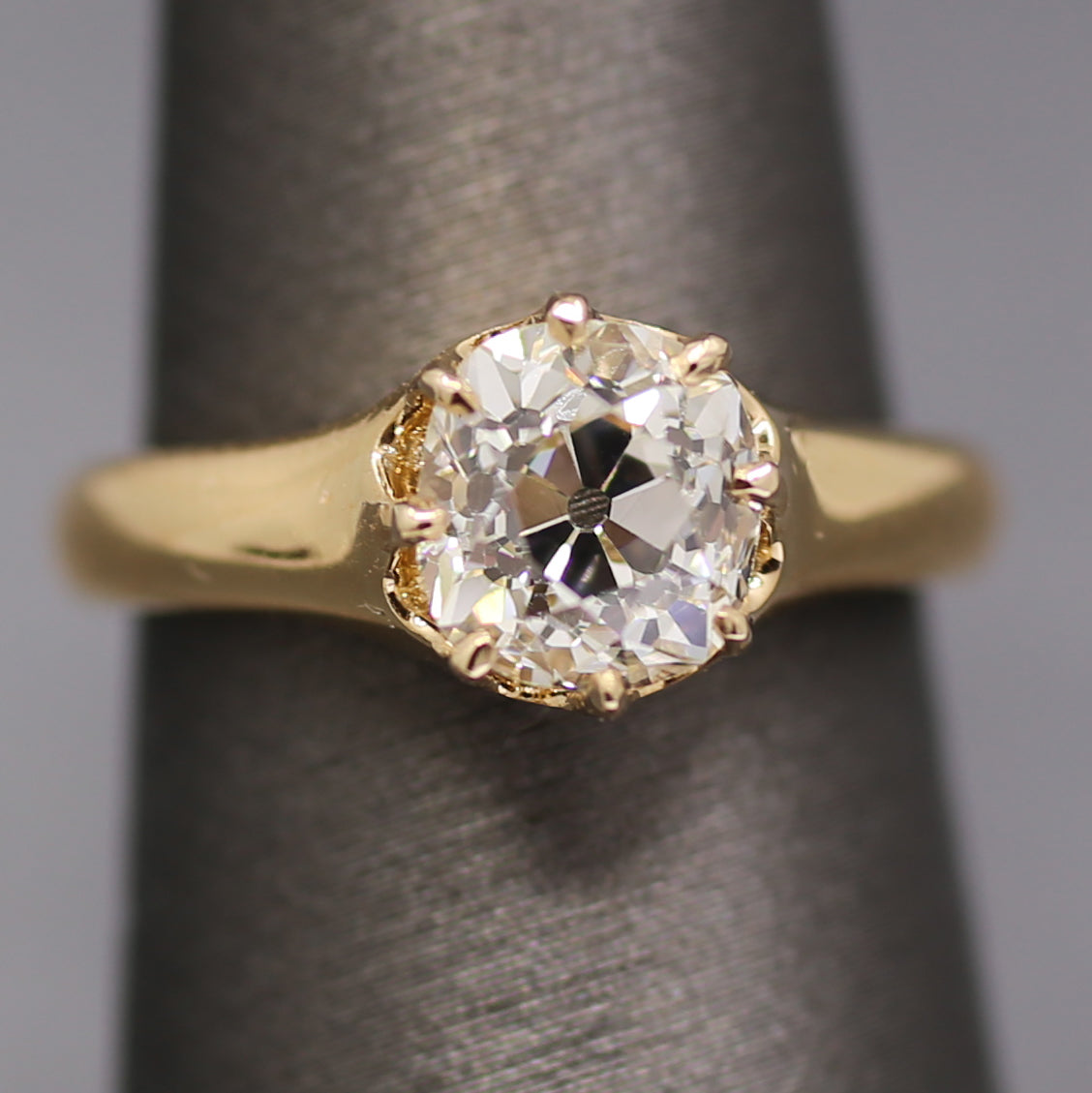 Antique GIA Certified Old Mine Cut Diamond Solitaire Engagement Ring from 1883