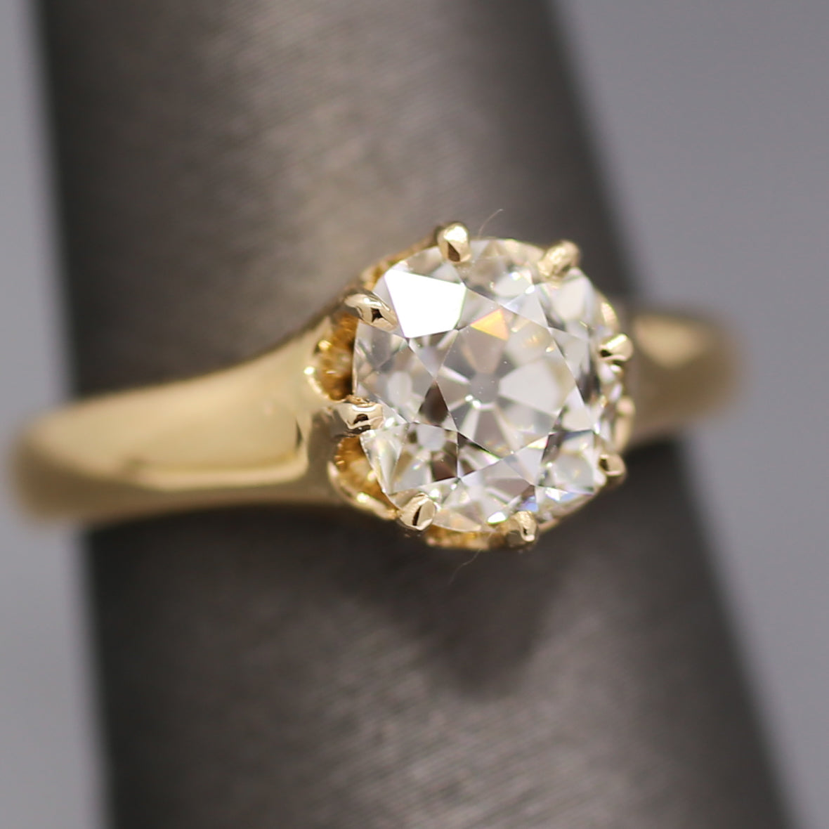 Antique GIA Certified Old Mine Cut Diamond Solitaire Engagement Ring from 1883