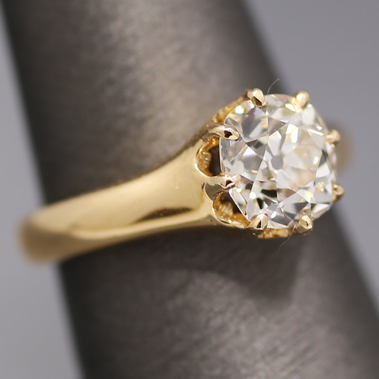 Antique GIA Certified Old Mine Cut Diamond Solitaire Engagement Ring from 1883