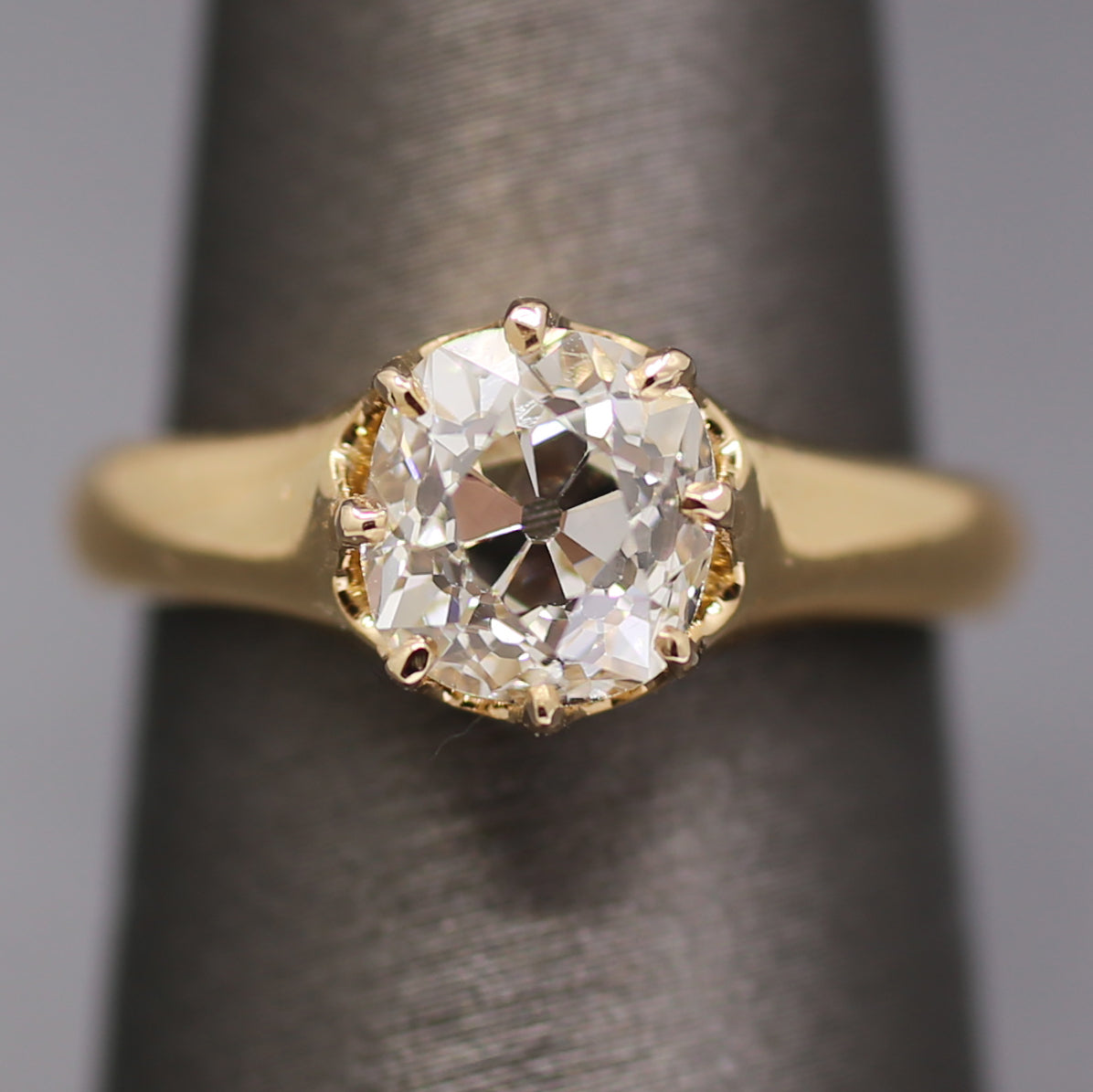 Antique GIA Certified Old Mine Cut Diamond Solitaire Engagement Ring from 1883