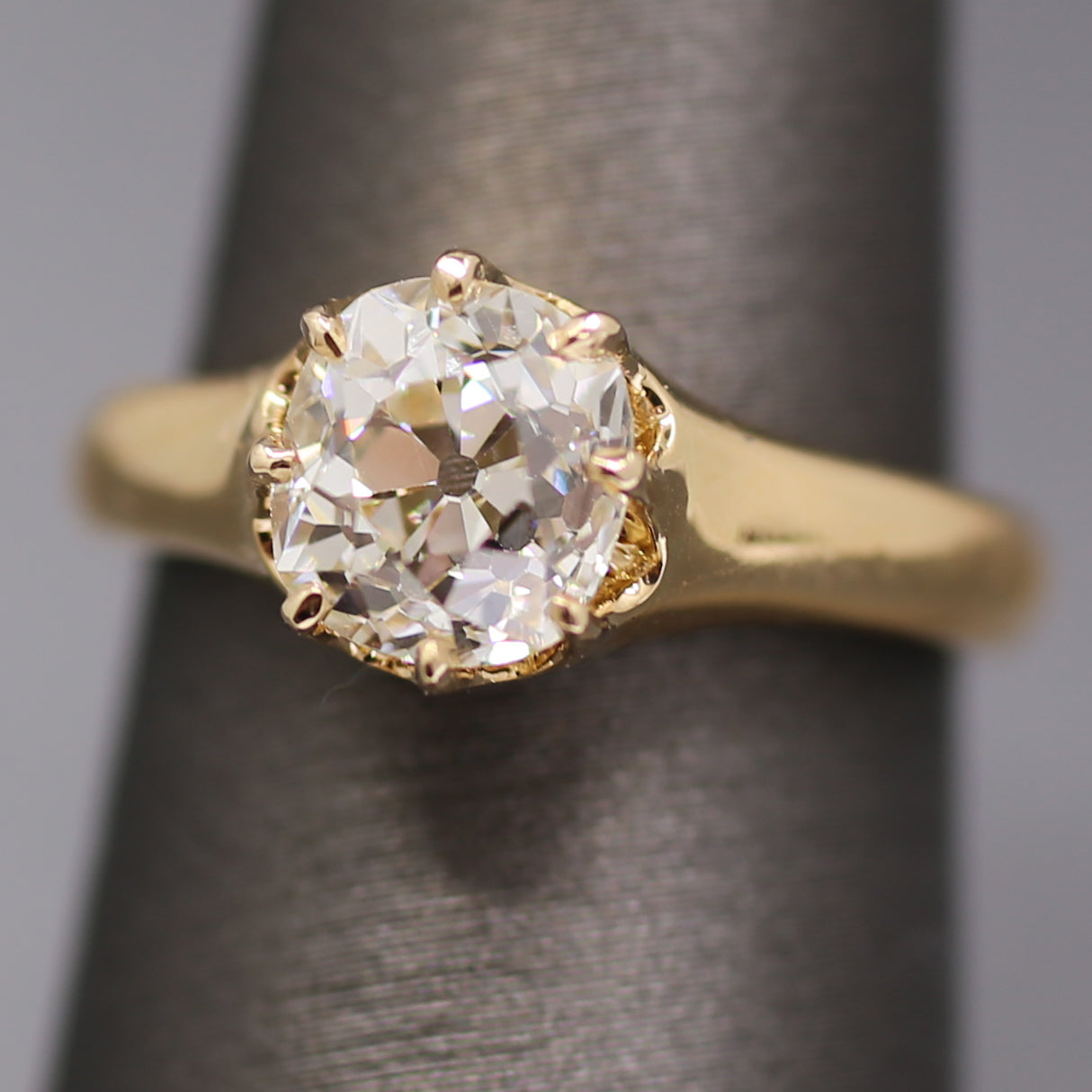 Antique GIA Certified Old Mine Cut Diamond Solitaire Engagement Ring from 1883