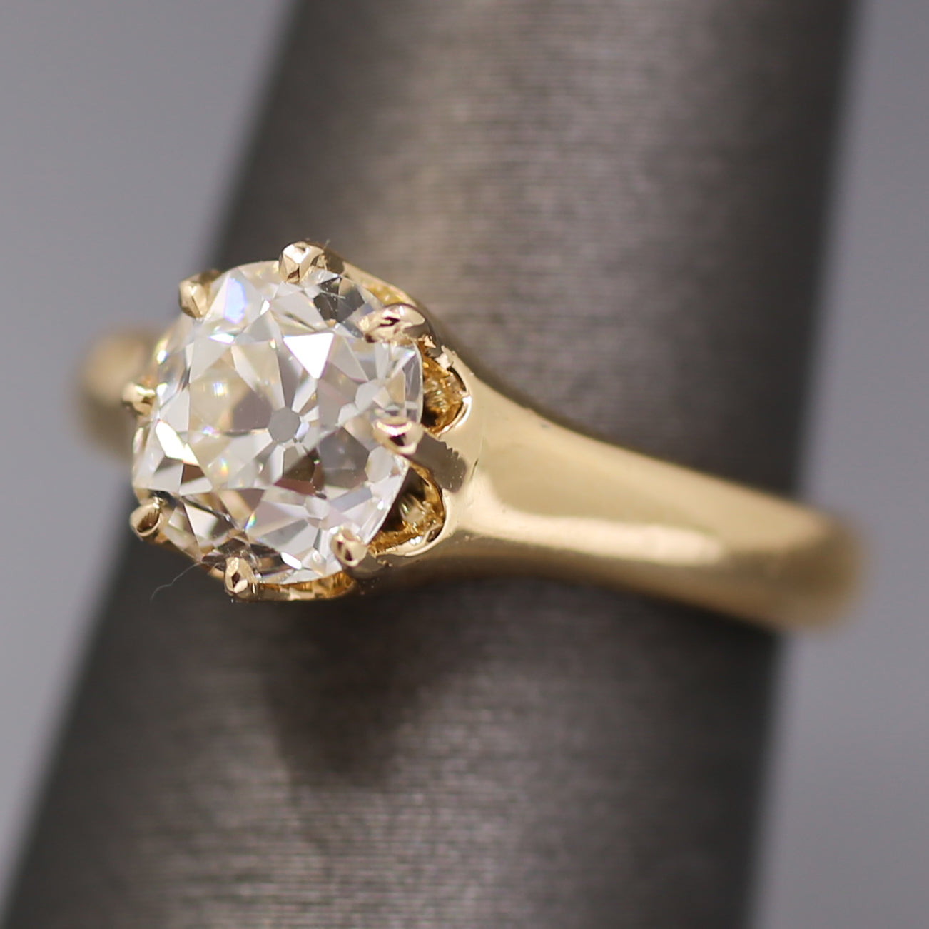 Antique GIA Certified Old Mine Cut Diamond Solitaire Engagement Ring from 1883
