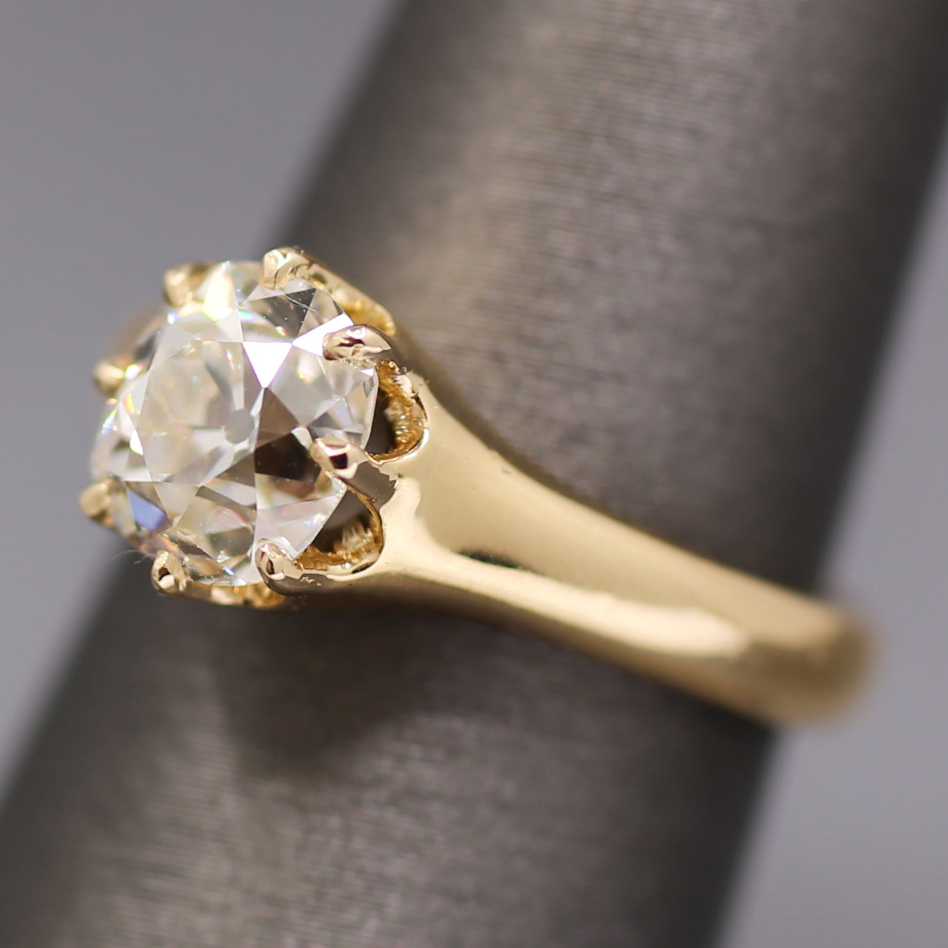 Antique GIA Certified Old Mine Cut Diamond Solitaire Engagement Ring from 1883