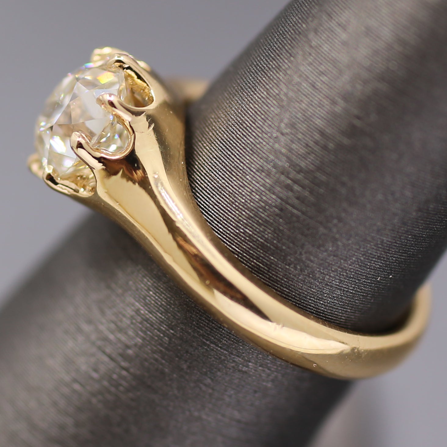 Antique GIA Certified Old Mine Cut Diamond Solitaire Engagement Ring from 1883