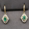 Gorgeous Green Emerald and Diamond Dangle Earrings in 18k Yellow Gold