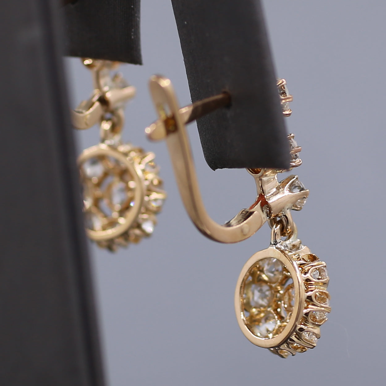 Sparkling Antique Victorian Old Cut Diamond Dangle Earrings in 14k Rose Gold