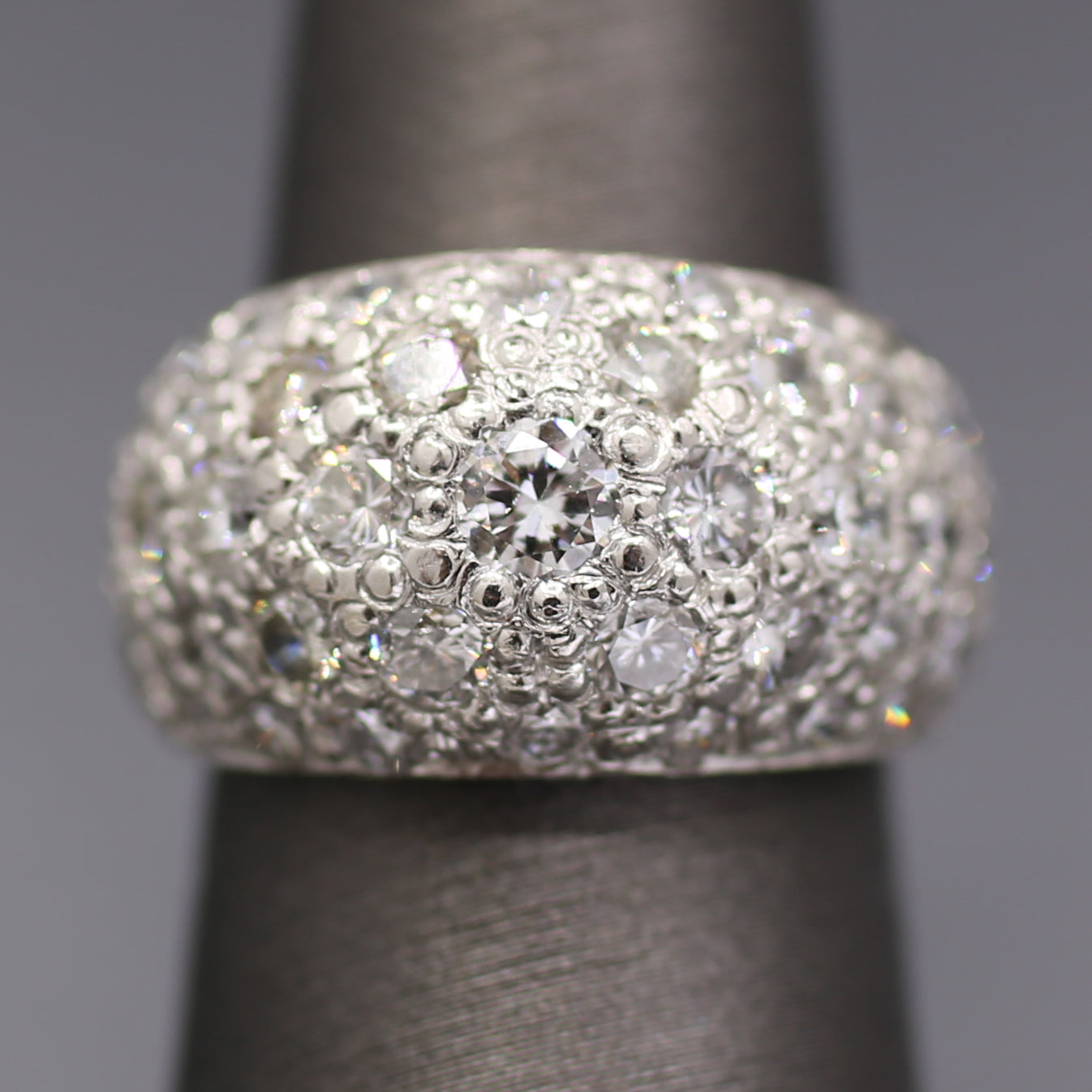 Stunning 3.00cttw Pave' Diamond Domed Band Ring in Platinum