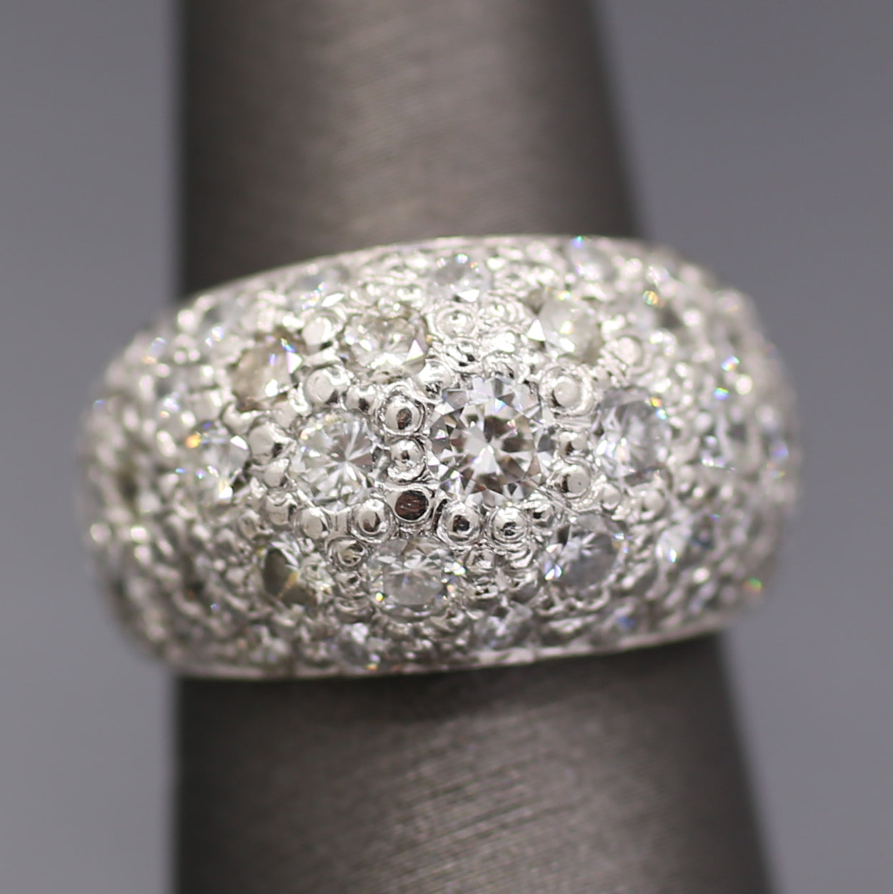 Stunning 3.00cttw Pave' Diamond Domed Band Ring in Platinum