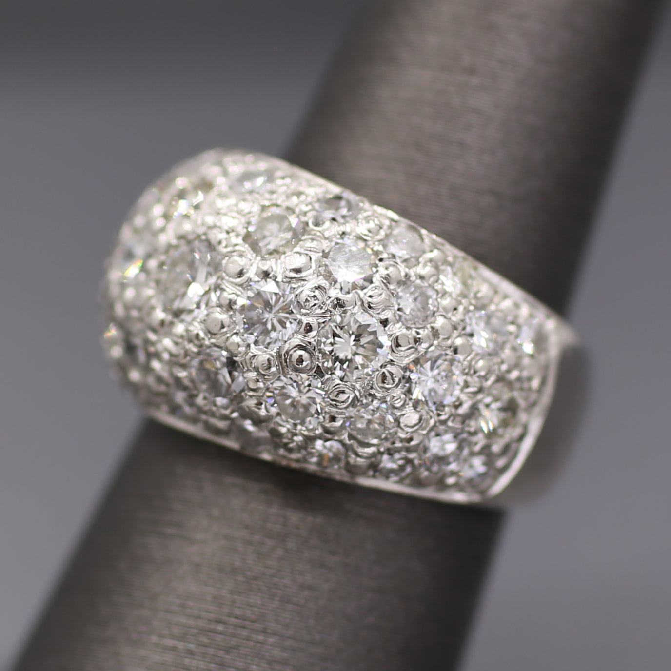 Stunning 3.00cttw Pave' Diamond Domed Band Ring in Platinum