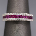 Striking Natural Ruby and Diamond Band Ring in 18k White Gold
