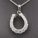 Sparkling Diamond Horseshoe Pendant in 14k White Gold