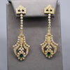 Spectacular Diamond and Emerald Drop Dangle Earrings in 18k Yellow Gold
