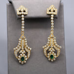 Spectacular Diamond and Emerald Drop Dangle Earrings in 18k Yellow Gold